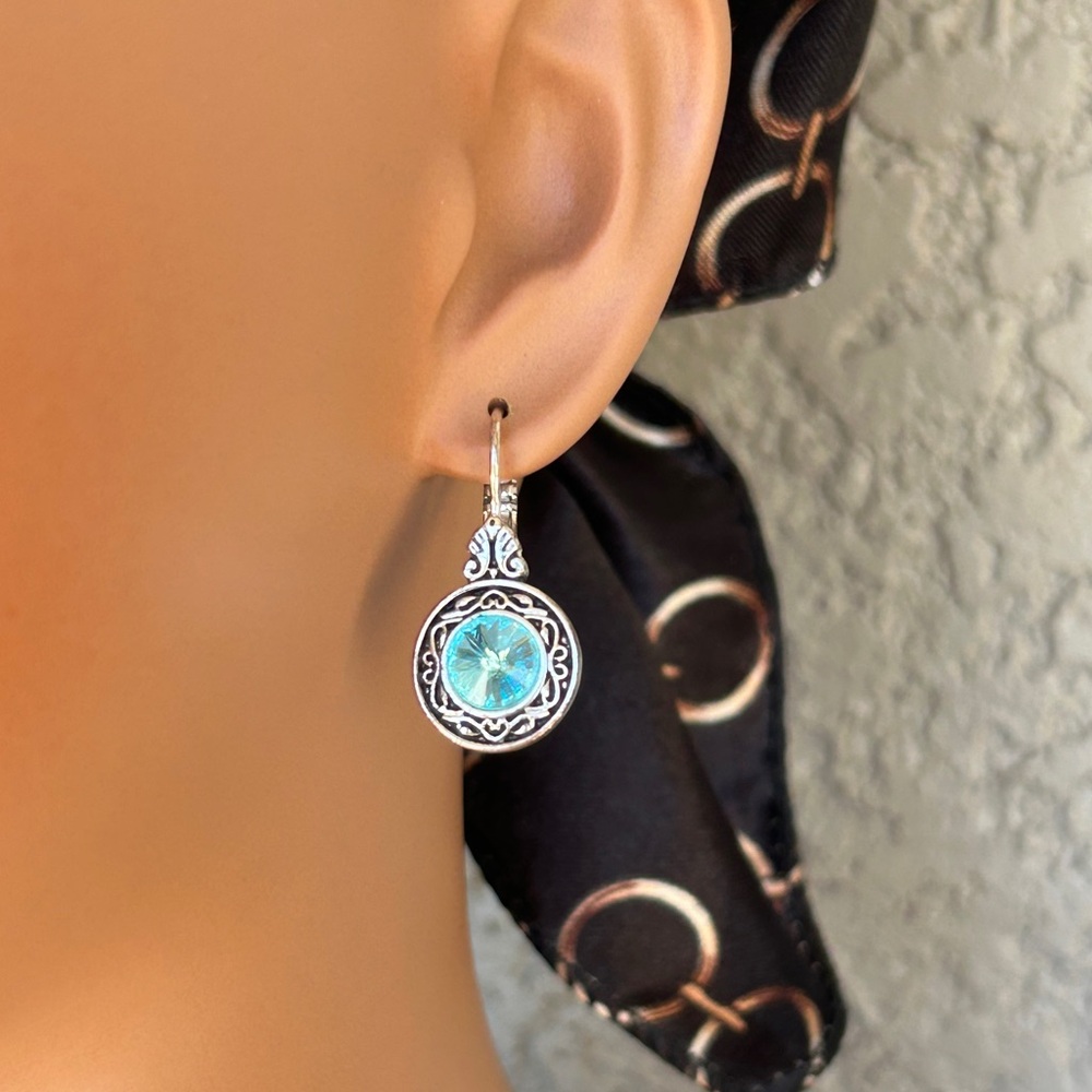 Vintage Vibes Silver and Aqua Earrings